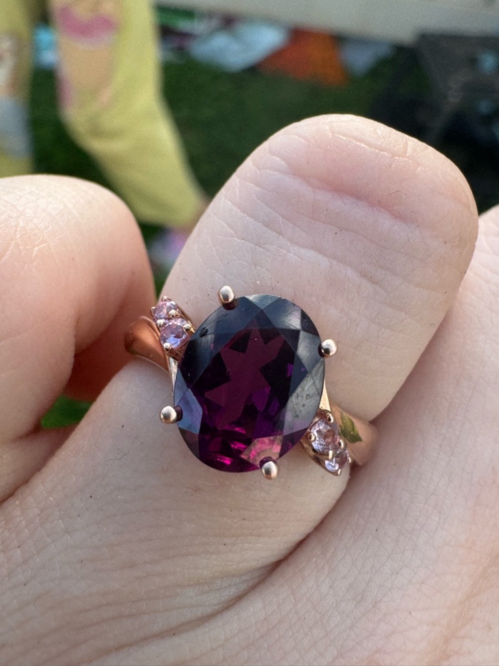 Solid 10k rose gold 2.60Ctw genuine grape garnet/pink sapphire - Picture 10 of 12